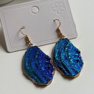 Blue and Gold Dangle Earrings